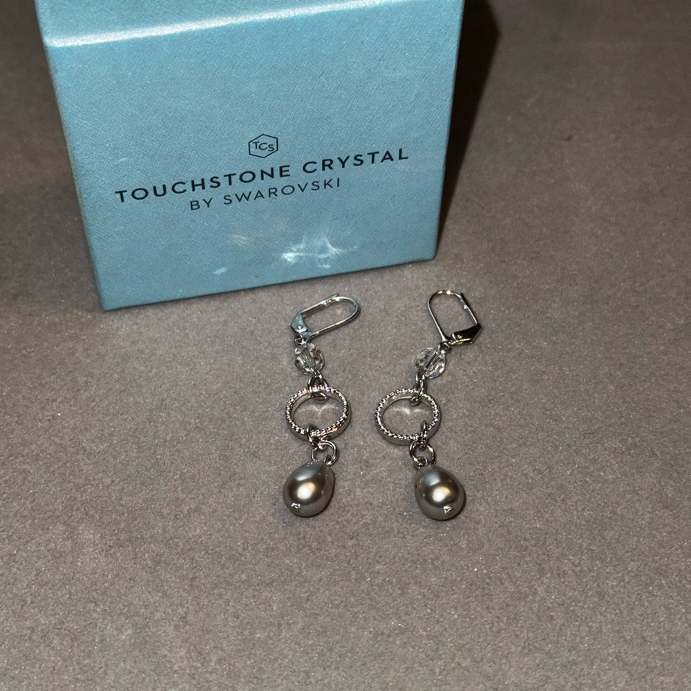 Touchstone by Swarovski South Seas Silver Pearl Drop Earrings